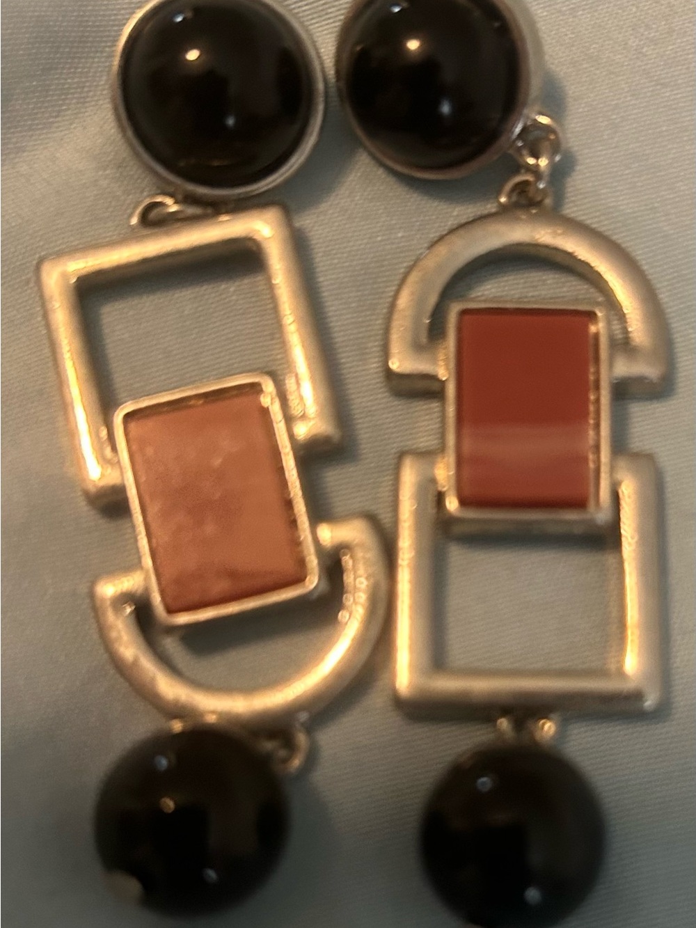 Modern Geometric Drop Earrings in Black and Brown
